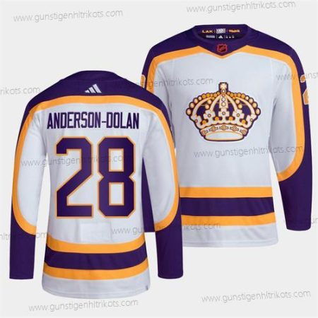 Herren Los Angeles Kings #28 Jaret Anderson-Dolan 2022 Rückseite Retro Strickerei Trikots – Weiß