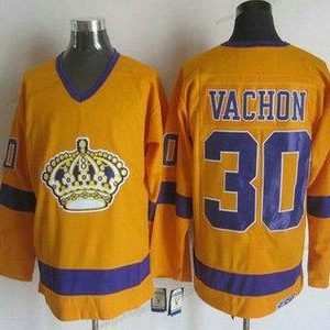 Herren Los Angeles Kings #30 Rogie Vachon 1970-71 CCM Vintage Trikots – Gelb