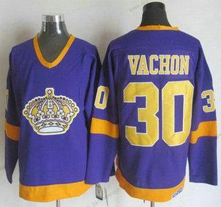 Herren Los Angeles Kings #30 Rogie Vachon 1977-78 CCM Vintage Trikots – Lila