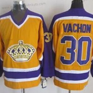 Herren Los Angeles Kings #30 Rogie Vachon Retro CCM Trikots – Gelb