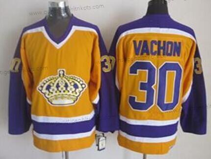 Herren Los Angeles Kings #30 Rogie Vachon Retro CCM Trikots – Gelb