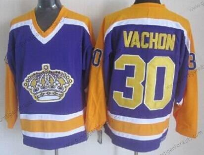 Herren Los Angeles Kings #30 Rogie Vachon With Retro CCM Trikots – Lila Gelb