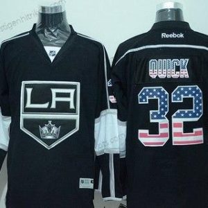 Herren Los Angeles Kings #32 Jonathan Quick USA Flag Hockey Trikots – Schwarz