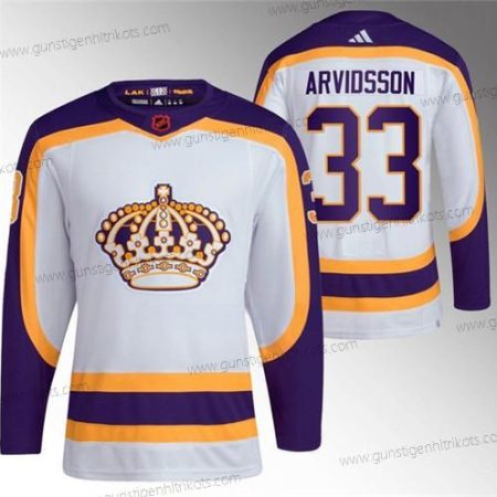 Herren Los Angeles Kings #33 Viktor Arvidsson 2022 Rückseite Retro Strickerei Trikots – Weiß