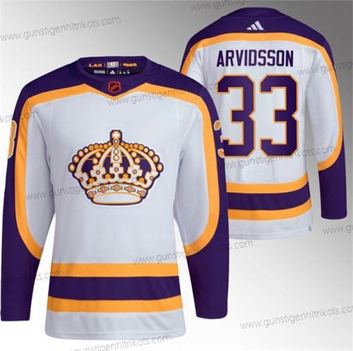 Herren Los Angeles Kings #33 Viktor Arvidsson 2022 Rückseite Retro Strickerei Trikots – Weiß