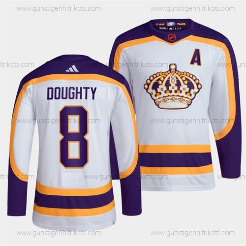 Herren Los Angeles Kings #8 Drew Doughty 2022 Rückseite Retro Strickerei Trikots – Weiß