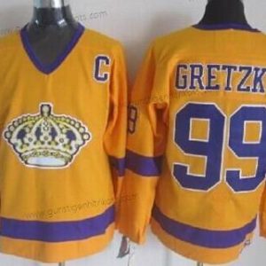 Herren Los Angeles Kings #99 Wayne Gretzky Retro CCM Trikots – Gelb