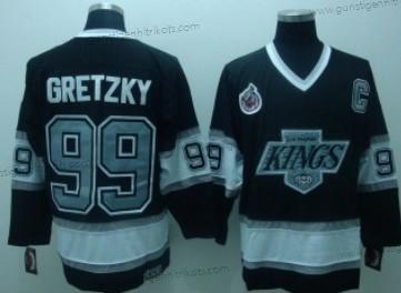 Herren Los Angeles Kings #99 Wayne Gretzky Throwack CCM Trikots – Schwarz