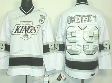 Herren Los Angeles Kings #99 Wayne Gretzky Throwack CCM Trikots – Weiß