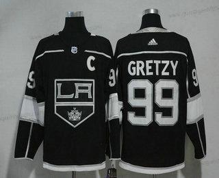 Herren Los Angeles Kings #99 Wayne Gretzky With C Patch 2017-2018 Hockey Strickerei NHL Trikots – Schwarz