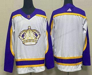 Herren Los Angeles Kings Leer 2022 Rückseite Retro Strickerei Trikots – Weiß