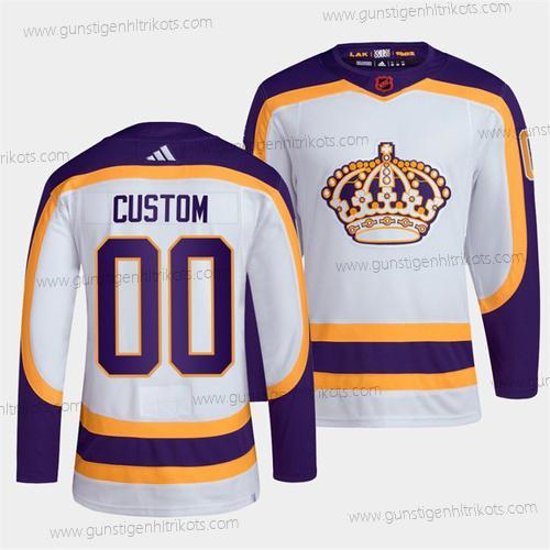 Herren Los Angeles Kings Personalisiertes 2022 Rückseite Retro Strickerei Trikots – Weiß