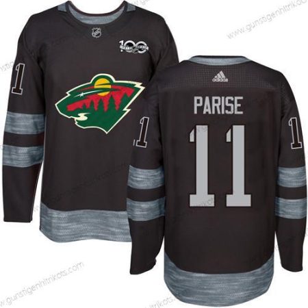 Herren Minnesota Wild #11 Zach Parise 1917-2017 100th Jahrestag Strickerei NHL Trikots – Schwarz