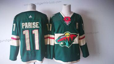 Herren Minnesota Wild #11 Zach Parise 2017-2018 Hockey Strickerei NHL Trikots – Grün