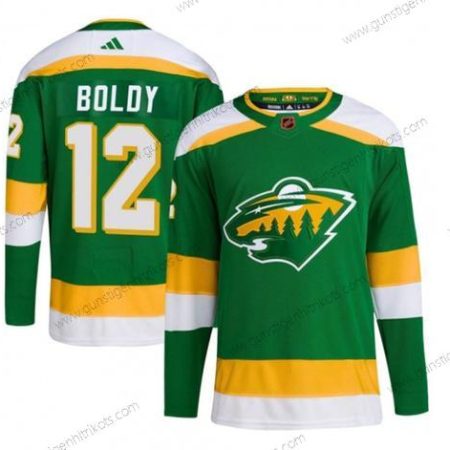 Herren Minnesota Wild #12 Matt Boldy 2022-23 Rückseite Retro Strickerei Trikots – Grün