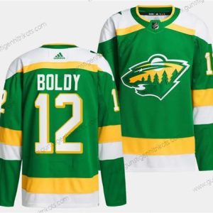 Herren Minnesota Wild #12 Matthew Boldy 2023-24 Strickerei Trikots – Grün