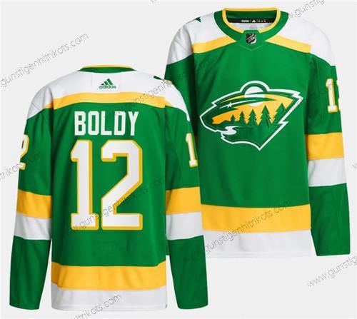 Herren Minnesota Wild #12 Matthew Boldy 2023-24 Strickerei Trikots – Grün