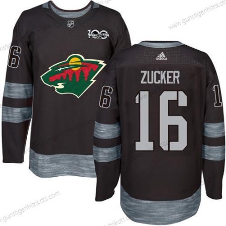 Herren Minnesota Wild #16 Jason Zucker 1917-2017 100th Jahrestag Strickerei NHL Trikots – Schwarz