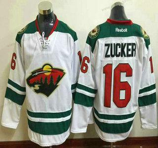 Herren Minnesota Wild #16 Jason Zucker Reebok Auswärtstrikots Premier Trikots – Weiß