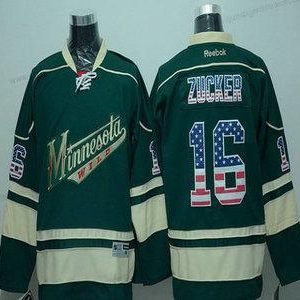 Herren Minnesota Wild #16 Jason Zucker USA Flag Hockey Trikots – Grün