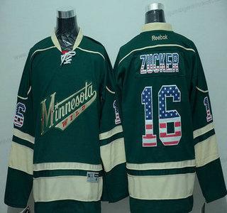 Herren Minnesota Wild #16 Jason Zucker USA Flag Hockey Trikots – Grün