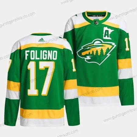 Herren Minnesota Wild #17 Marcus Foligno 2023-24 Strickerei Trikots – Grün