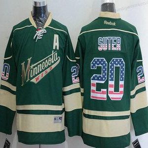 Herren Minnesota Wild #20 Ryan Suter Reebok ersatzweise NHL USA Flag Trikots – Grün