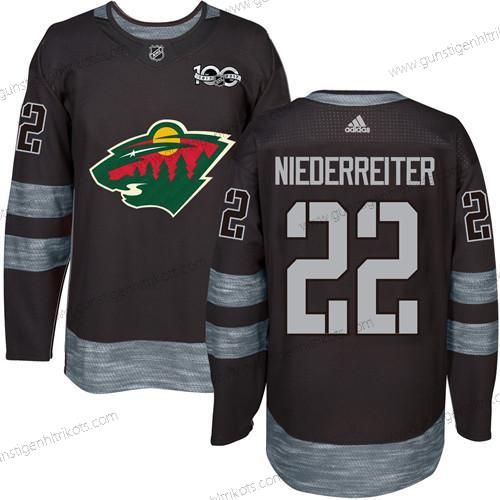 Herren Minnesota Wild #22 Nino Niederreiter 1917-2017 100th Jahrestag Strickerei NHL Trikots – Schwarz