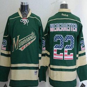 Herren Minnesota Wild #22 Nino Niederreiter Reebok ersatzweise NHL USA Flag Trikots – Grün