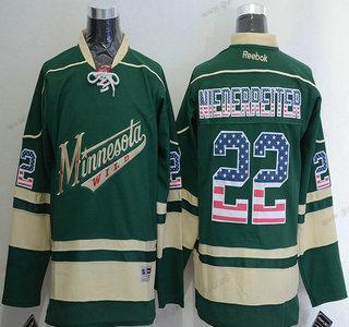 Herren Minnesota Wild #22 Nino Niederreiter Reebok ersatzweise NHL USA Flag Trikots – Grün