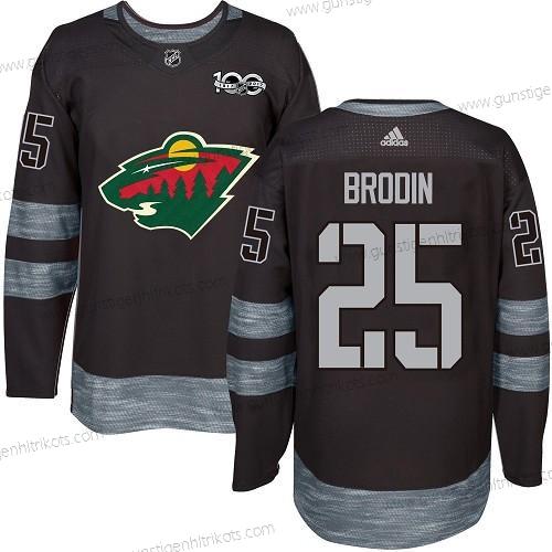 Herren Minnesota Wild #25 Jonas Brodin 1917-2017 100th Jahrestag Strickerei NHL Trikots – Schwarz