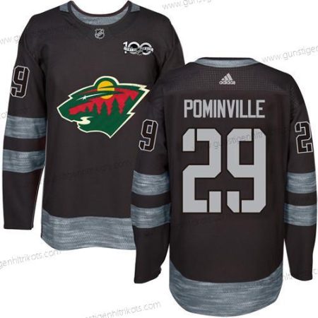 Herren Minnesota Wild #29 Jason Pominville 1917-2017 100th Jahrestag Strickerei NHL Trikots – Schwarz