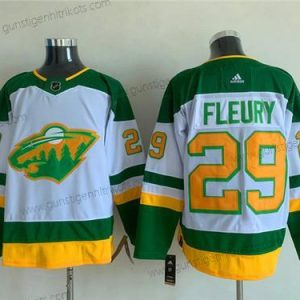 Herren Minnesota Wild #29 Marc-Andre Fleury Strickerei Trikots – Weiß Grün