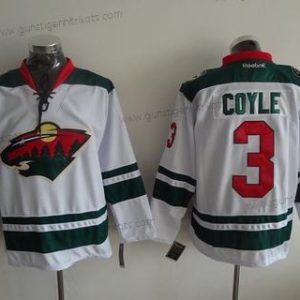 Herren Minnesota Wild #3 Charlie Coyle Reebok Auswärtstrikots Premier Hockey Trikots – Weiß