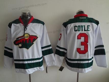 Herren Minnesota Wild #3 Charlie Coyle Reebok Auswärtstrikots Premier Hockey Trikots – Weiß