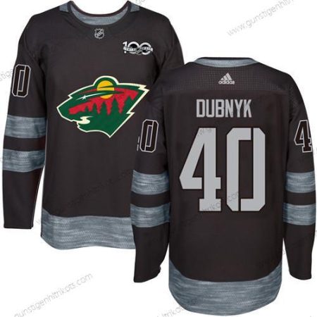 Herren Minnesota Wild #40 Devan Dubnyk 1917-2017 100th Jahrestag Strickerei NHL Trikots – Schwarz