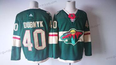 Herren Minnesota Wild #40 Devan Dubnyk 2017-2018 Hockey Strickerei NHL Trikots – Grün