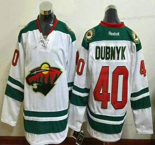 Herren Minnesota Wild #40 Devan Dubnyk Reebok Auswärtstrikots Premier Trikots – Weiß