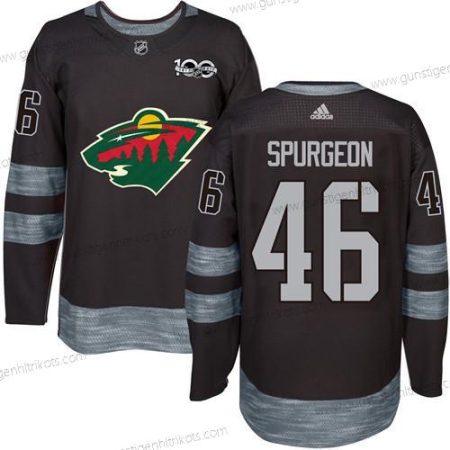 Herren Minnesota Wild #46 Jared Spurgeon 1917-2017 100th Jahrestag Strickerei NHL Trikots – Schwarz