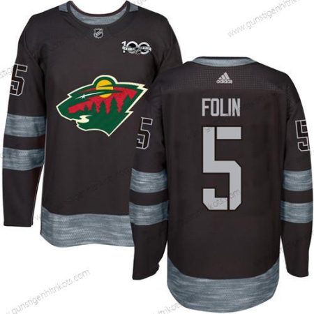 Herren Minnesota Wild #5 Christian Folin 1917-2017 100th Jahrestag Strickerei NHL Trikots – Schwarz