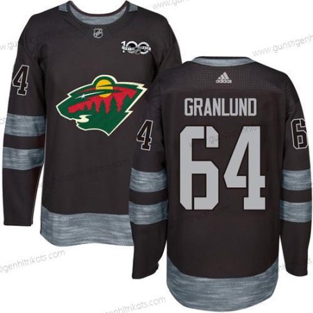 Herren Minnesota Wild #64 Mikael Granlund 1917-2017 100th Jahrestag Strickerei NHL Trikots – Schwarz