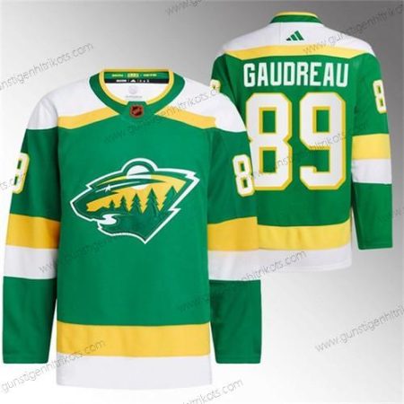 Herren Minnesota Wild #89 Frederick Gaudreau 2022-23 Rückseite Retro Strickerei – Grün