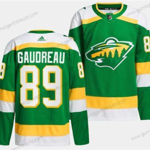 Herren Minnesota Wild #89 Frederick Gaudreau 2023-24 Strickerei Trikots – Grün