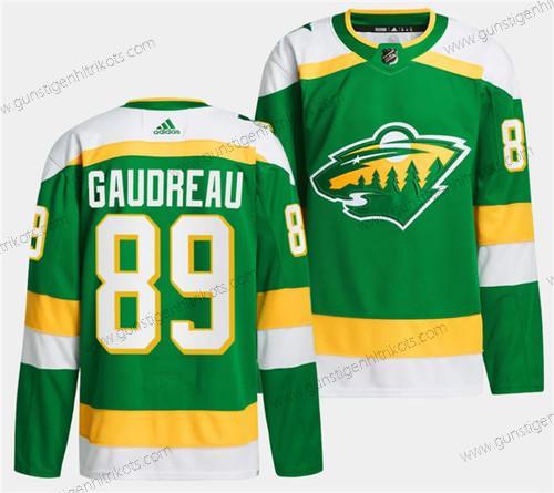 Herren Minnesota Wild #89 Frederick Gaudreau 2023-24 Strickerei Trikots – Grün