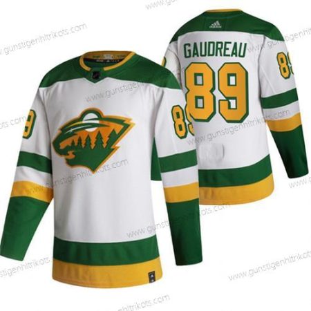 Herren Minnesota Wild #89 Frederick Gaudreau Strickerei Trikots – Weiß