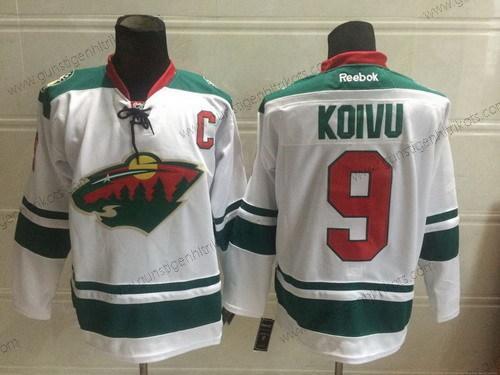 Herren Minnesota Wild #9 Mikko Koivu 2014 Trikots – Weiß