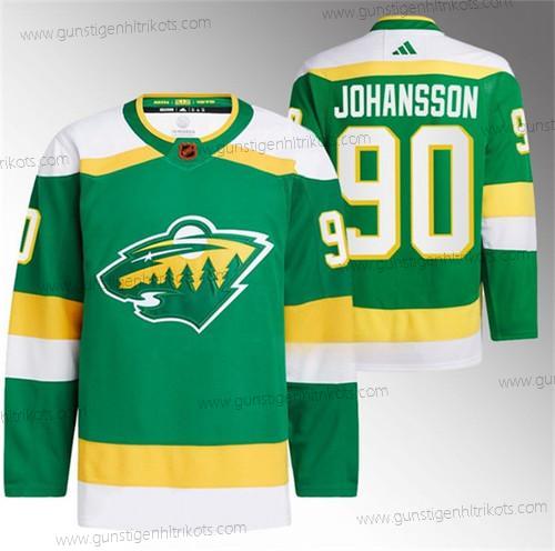 Herren Minnesota Wild #90 Marcus Johansson 2022-23 Rückseite Retro Strickerei Trikots – Grün