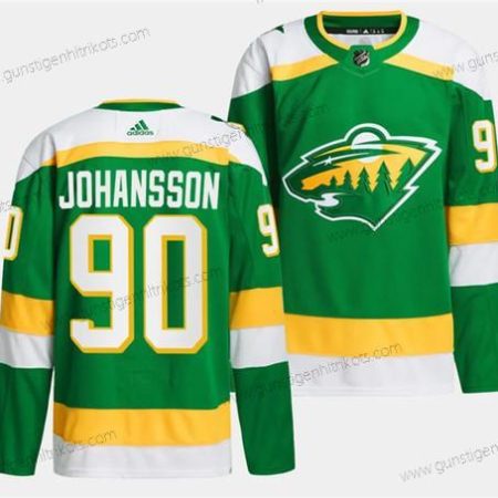 Herren Minnesota Wild #90 Marcus Johansson 2023-24 Strickerei Trikots – Grün