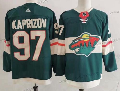 Herren Minnesota Wild #97 Kirill Kaprizov Strickerei Trikots – Grün