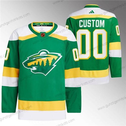 Herren Minnesota Wild Personalisiertes 2022-23 Rückseite Retro Strickerei Trikots – Grün